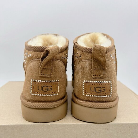 UGG Ultra Mini Classic 1116109 Women's Boots Chestnut Suede Crystal US 11 - Picture 6 of 11